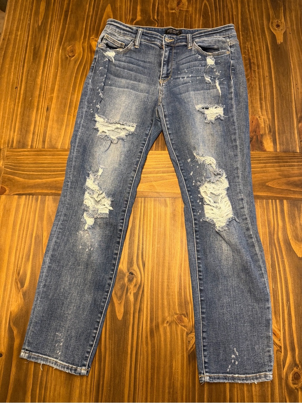 Judy Blue Distressed Women's Blue Denim Jeans